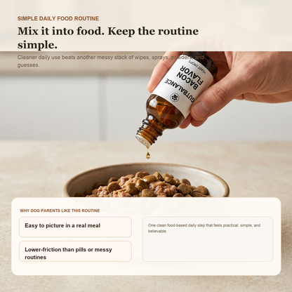 GutBalance use-case selling photo showing how to mix the drops into food