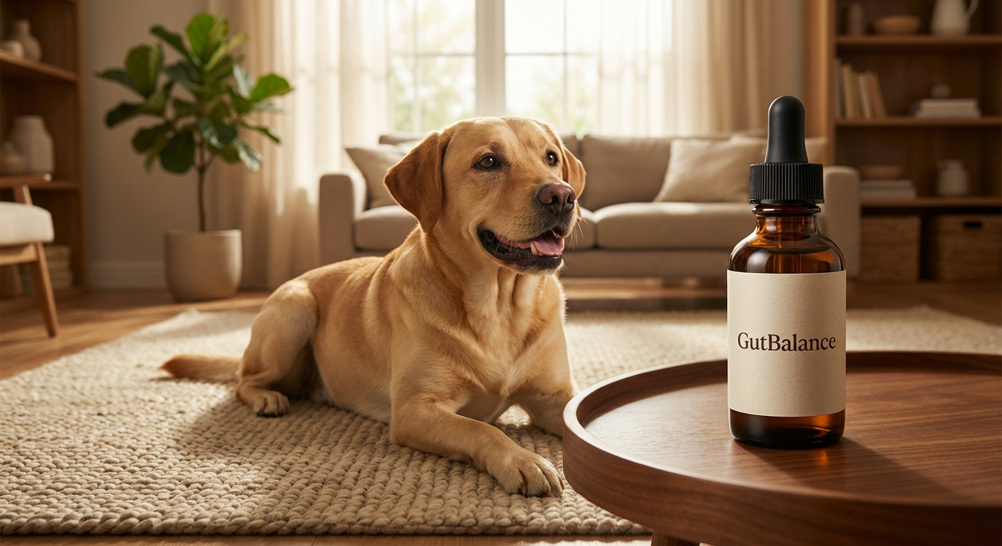 Happy healthy dog lifestyle image for GutBalance