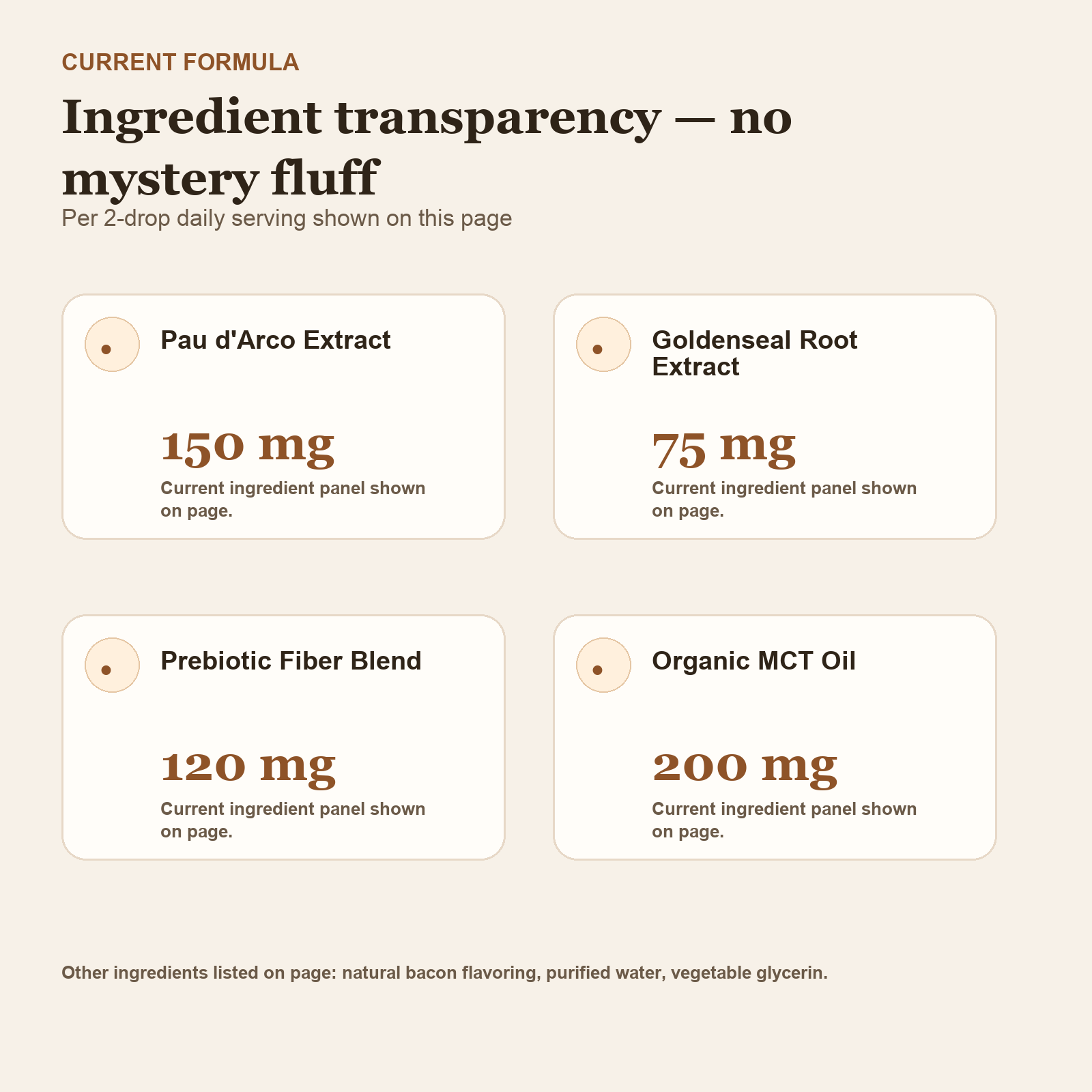 GutBalance formula selling photo with ingredient transparency and supplement facts context